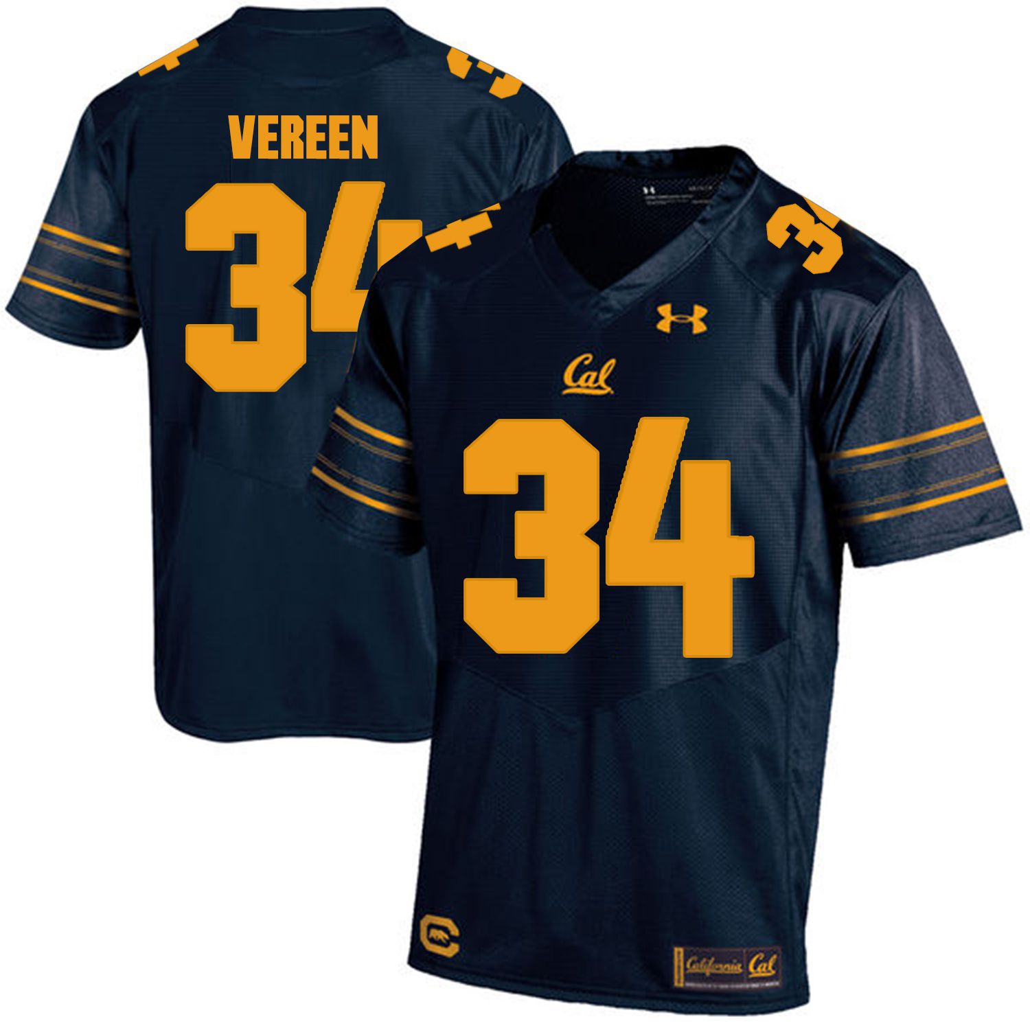 Men California Golden Bears 34 Shane Vereen Dark blue Customized NCAA Jerseys